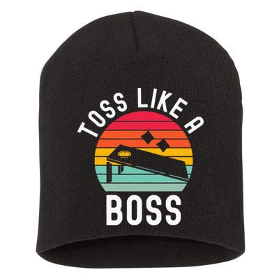 Toss Like A Boss Bean Bag Player Funny Cornhole Short Acrylic Beanie