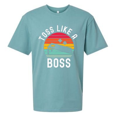 Toss Like A Boss Bean Bag Player Funny Cornhole Sueded Cloud Jersey T-Shirt