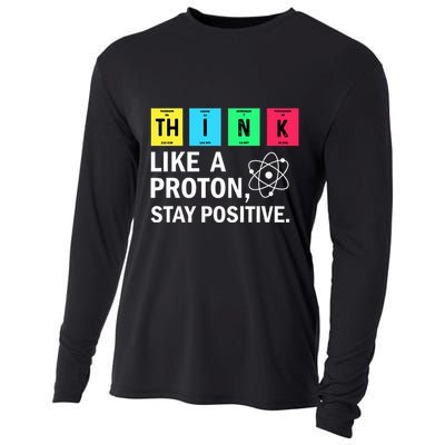 Think Like A Proton Stay Positive Funny Science Cooling Performance Long Sleeve Crew