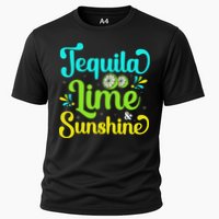 Tequila Lime And Sunshine Funny Beach Summer Vacation Cinco De Mayo Cooling Performance Crew T-Shirt