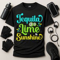 Tequila Lime And Sunshine Funny Beach Summer Vacation Cinco De Mayo Cooling Performance Crew T-Shirt