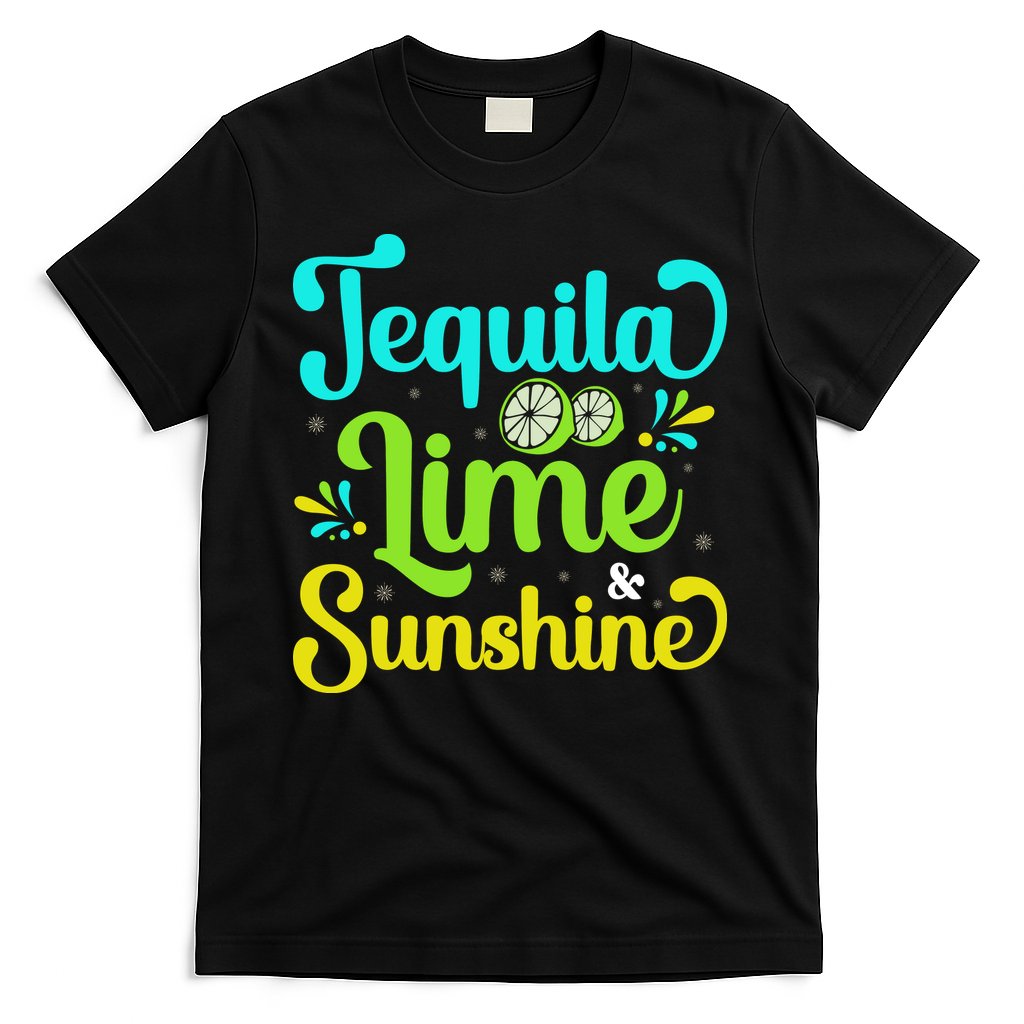 Tequila Lime And Sunshine Funny Beach Summer Vacation Cinco De Mayo T-Shirt