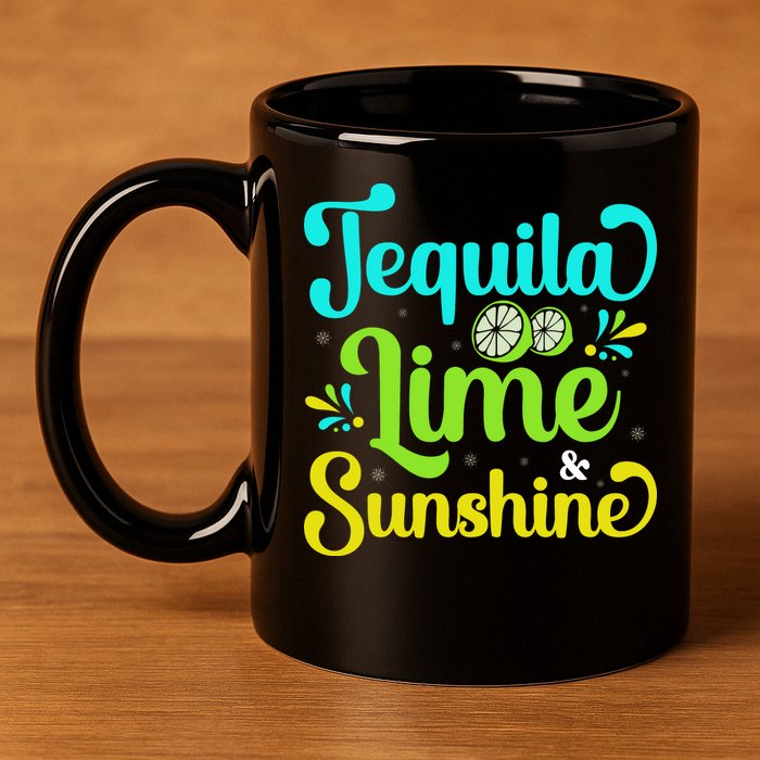 Tequila Lime And Sunshine Funny Beach Summer Vacation Cinco De Mayo 11oz C Handle Ceramic Mug