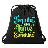 Tequila Lime And Sunshine Funny Beach Summer Vacation Cinco De Mayo Drawstring Bag