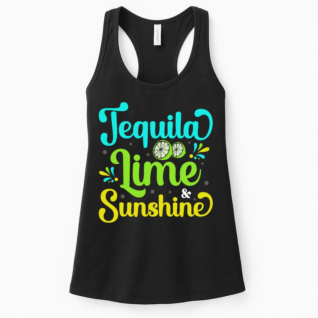 Tequila Lime And Sunshine Funny Beach Summer Vacation Cinco De Mayo Womens Tank Top
