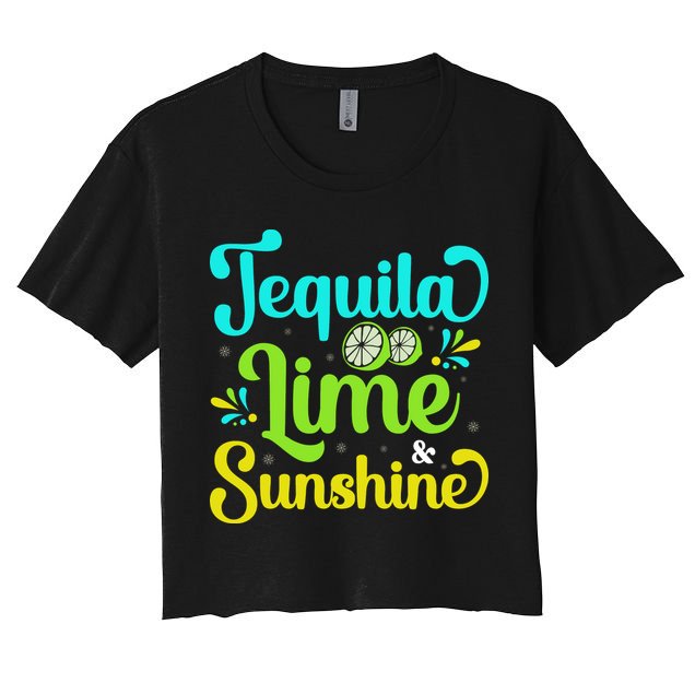 Tequila Lime And Sunshine Funny Beach Summer Vacation Cinco De Mayo Crop Top