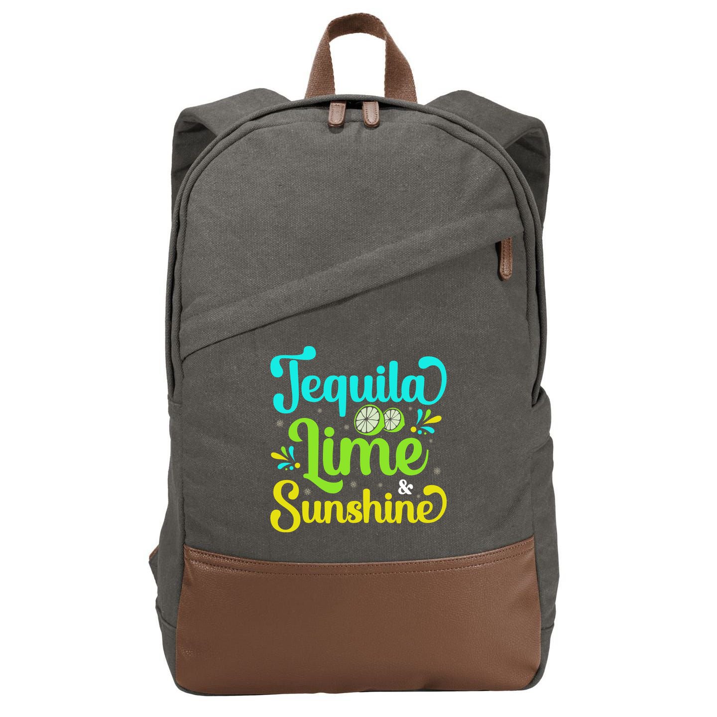 Tequila Lime And Sunshine Funny Beach Summer Vacation Cinco De Mayo Cotton Canvas Backpack