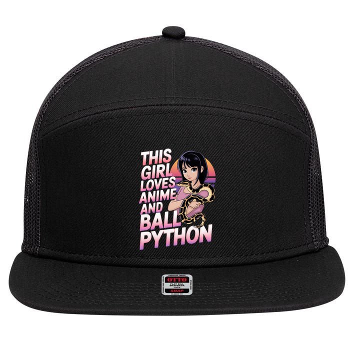 This Loves Anime Ball Python Snake Pet Ball Python Great Gift 7 Panel Mesh Trucker Snapback Hat