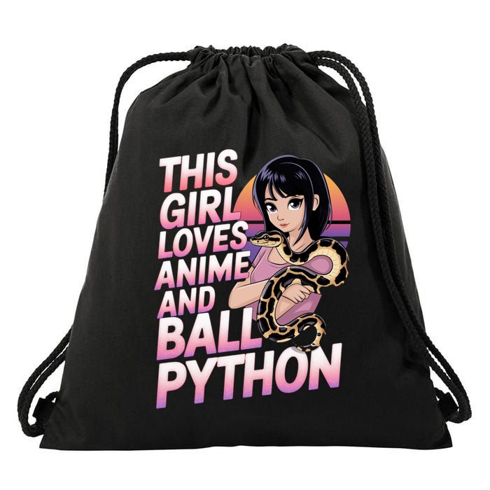 This Loves Anime Ball Python Snake Pet Ball Python Great Gift Drawstring Bag