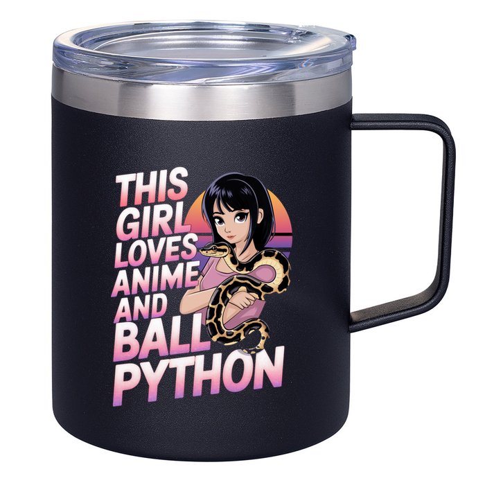 This Loves Anime Ball Python Snake Pet Ball Python Great Gift 12oz Stainless Steel Coffee Mug