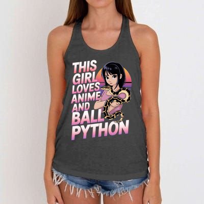 This Loves Anime Ball Python Snake Pet Ball Python Great Gift Women's Knotted Racerback Tank