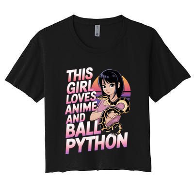 This Loves Anime Ball Python Snake Pet Ball Python Great Gift Women's Crop Top Tee