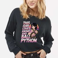 This Loves Anime Ball Python Snake Pet Ball Python Great Gift Cropped Pullover Crew
