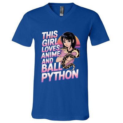 This Loves Anime Ball Python Snake Pet Ball Python Great Gift V-Neck T-Shirt