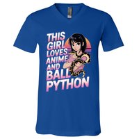 This Loves Anime Ball Python Snake Pet Ball Python Great Gift V-Neck T-Shirt