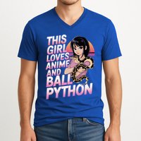 This Loves Anime Ball Python Snake Pet Ball Python Great Gift V-Neck T-Shirt