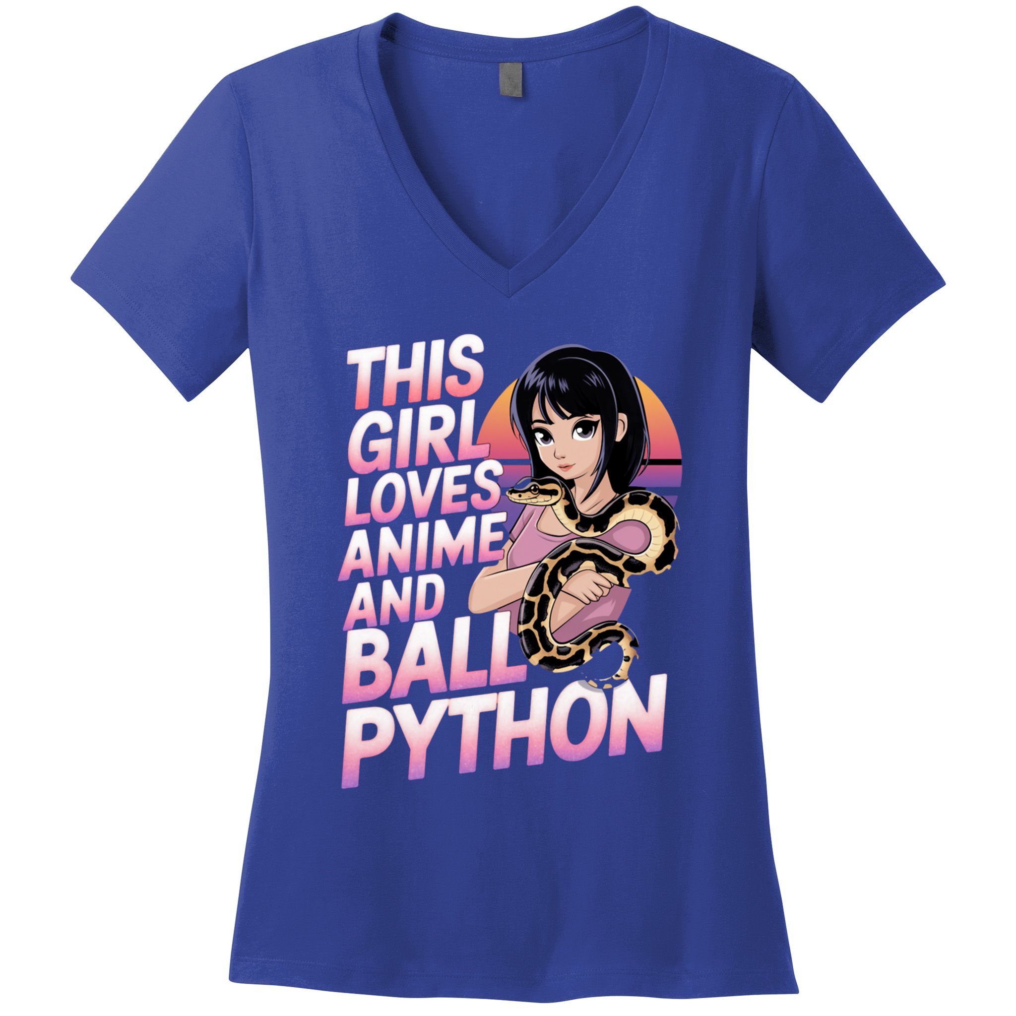 This Loves Anime Ball Python Snake Pet Ball Python Great Gift Women's V-Neck T-Shirt