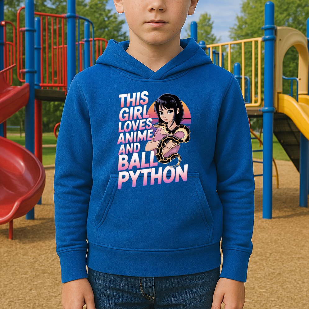 This Loves Anime Ball Python Snake Pet Ball Python Great Gift Kids Hoodie