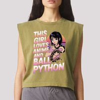 This Loves Anime Ball Python Snake Pet Ball Python Great Gift Garment-Dyed Women's Muscle Tee