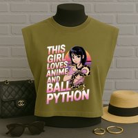 This Loves Anime Ball Python Snake Pet Ball Python Great Gift Garment-Dyed Women's Muscle Tee