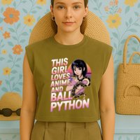 This Loves Anime Ball Python Snake Pet Ball Python Great Gift Garment-Dyed Women's Muscle Tee