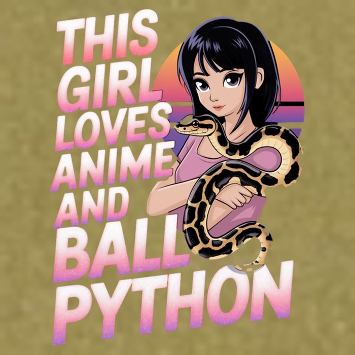 This Loves Anime Ball Python Snake Pet Ball Python Great Gift Garment-Dyed Women's Muscle Tee