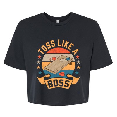 Toss Like A Boss Cornhole Champion Bean Bag Toss Game Bella+Canvas Jersey Crop Tee