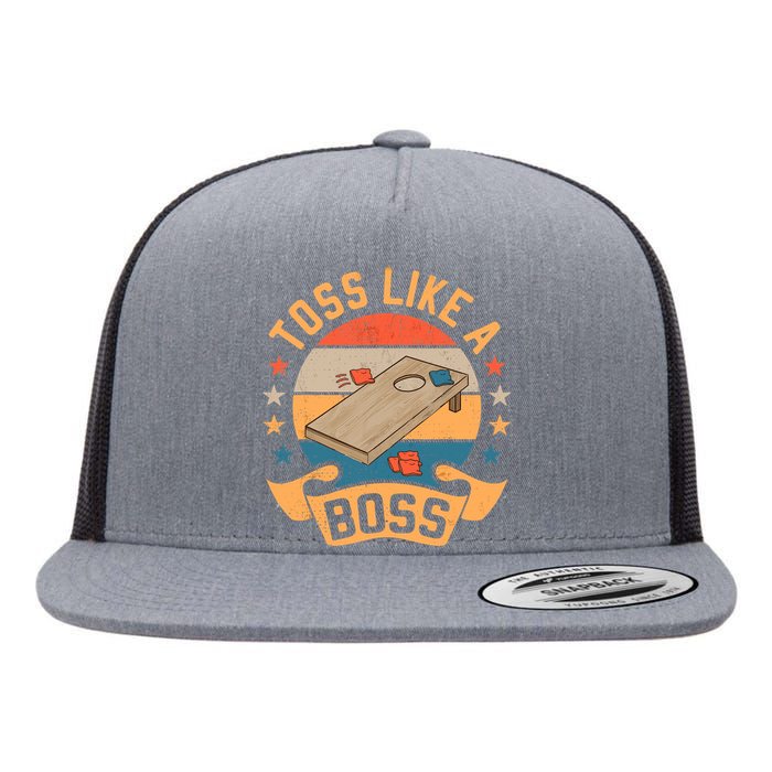 Toss Like A Boss Cornhole Champion Bean Bag Toss Game Flat Bill Trucker Hat