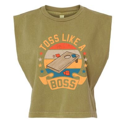 Toss Like A Boss Cornhole Champion Bean Bag Toss Game Garment-Dyed Women's Muscle Tee