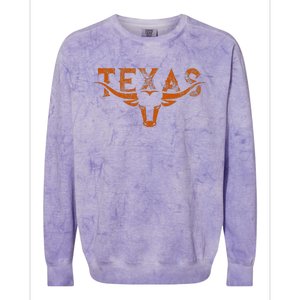 Texas Longhorn Austin Pride Texas Longhorn Bull Horn Colorblast Crewneck Sweatshirt