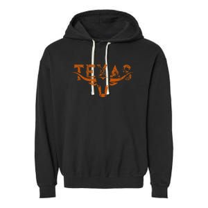 Texas Longhorn Austin Pride Texas Longhorn Bull Horn Garment-Dyed Fleece Hoodie