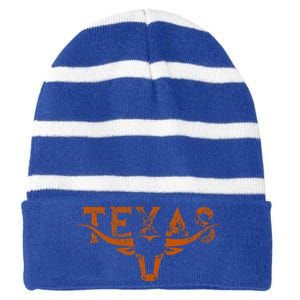 Texas Longhorn Austin Pride Texas Longhorn Bull Horn Striped Beanie with Solid Band