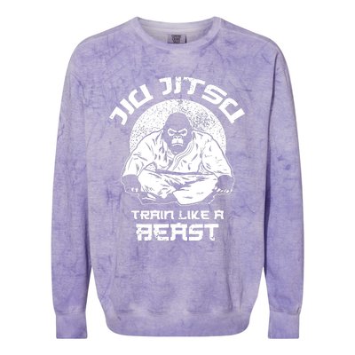 Train Like A Beast Jiu Jitsu, BJJ Grappling MMA Gorilla Colorblast Crewneck Sweatshirt