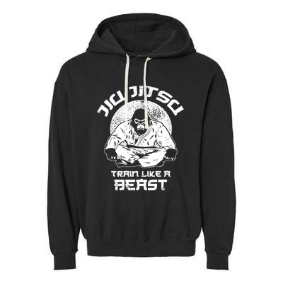 Train Like A Beast Jiu Jitsu, BJJ Grappling MMA Gorilla Garment-Dyed Fleece Hoodie