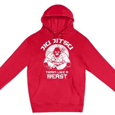 Train Like A Beast Jiu Jitsu, BJJ Grappling MMA Gorilla Premium Pullover Hoodie