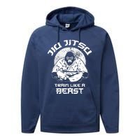 Train Like A Beast Jiu Jitsu, BJJ Grappling MMA Gorilla Performance Fleece Hoodie