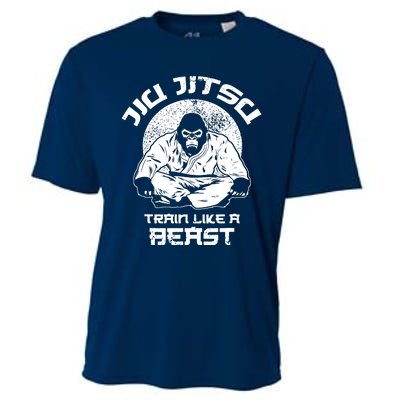 Train Like A Beast Jiu Jitsu, BJJ Grappling MMA Gorilla Cooling Performance Crew T-Shirt