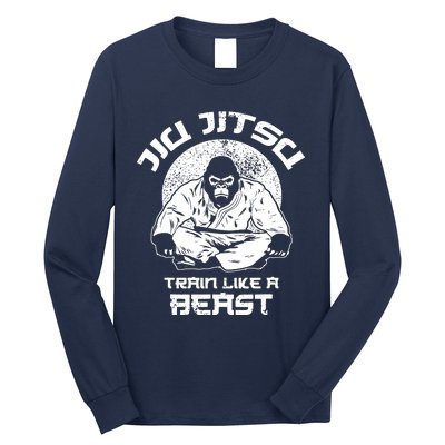 Train Like A Beast Jiu Jitsu, BJJ Grappling MMA Gorilla Long Sleeve Shirt