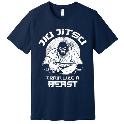 Train Like A Beast Jiu Jitsu, BJJ Grappling MMA Gorilla Premium T-Shirt