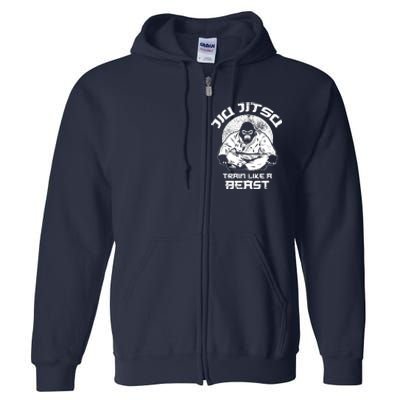 Train Like A Beast Jiu Jitsu, BJJ Grappling MMA Gorilla Full Zip Hoodie