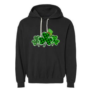 Three Leopard And Plaid Shamrocks St Patricks Day Women Garment-Dyed Fleece Hoodie