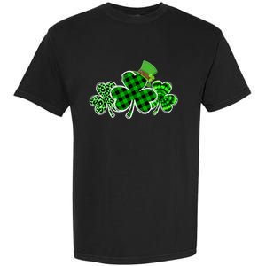 Three Leopard And Plaid Shamrocks St Patricks Day Women Garment-Dyed Heavyweight T-Shirt