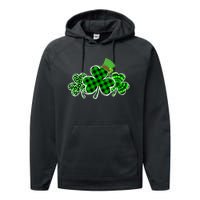 Three Leopard And Plaid Shamrocks St Patricks Day Women Performance Fleece Hoodie