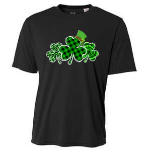 Three Leopard And Plaid Shamrocks St Patricks Day Women Cooling Performance Crew T-Shirt