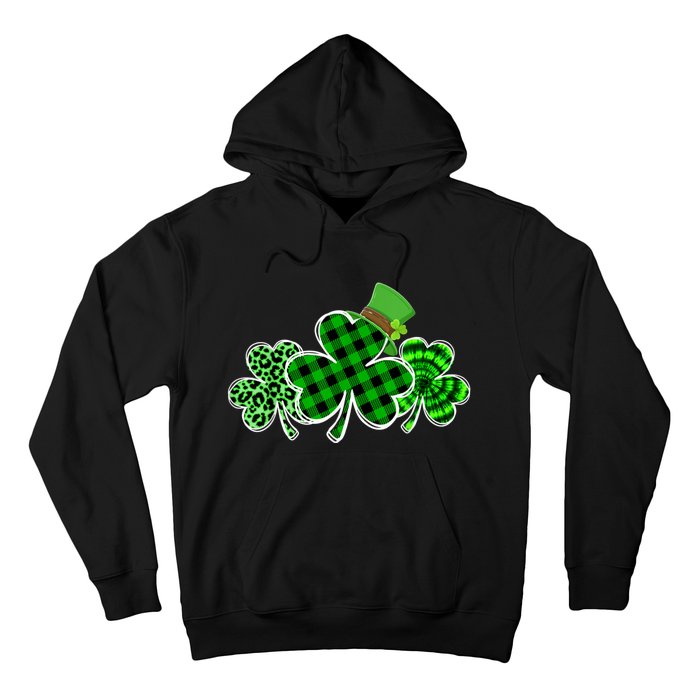 Three Leopard And Plaid Shamrocks St Patricks Day Women Hoodie