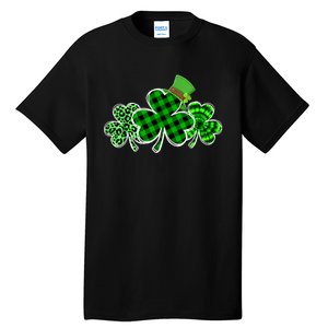 Three Leopard And Plaid Shamrocks St Patricks Day Women Tall T-Shirt