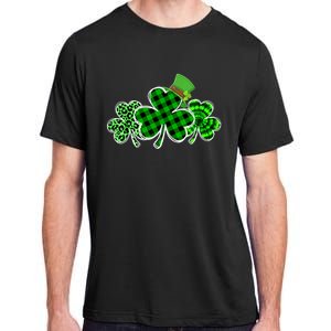 Three Leopard And Plaid Shamrocks St Patricks Day Women Adult ChromaSoft Performance T-Shirt