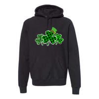 Three Leopard And Plaid Shamrocks St Patricks Day Women Premium Hoodie