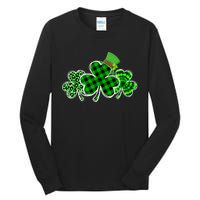 Three Leopard And Plaid Shamrocks St Patricks Day Women Tall Long Sleeve T-Shirt