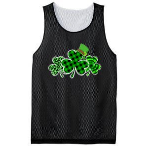 Three Leopard And Plaid Shamrocks St Patricks Day Women Mesh Reversible Basketball Jersey Tank